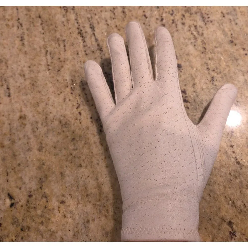 Vintage Womens Size L Gray Leather Stretch Deerskin Gloves